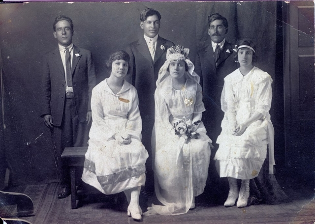 George R Gomez, back row to the left; during his sister, Augustina Gomez, marriage to Frank Jaques Robles